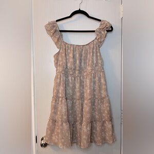 🛍️No Comment Medium Floral Tan/White Dress
